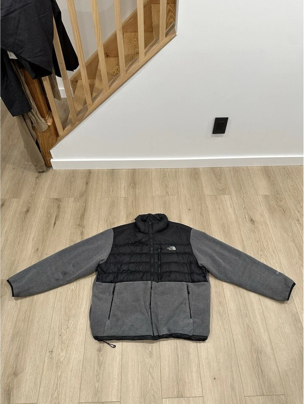 The North Face Denali 550 Down Jacket Black Polartec Full Zip Men Size 2XL FLAWS